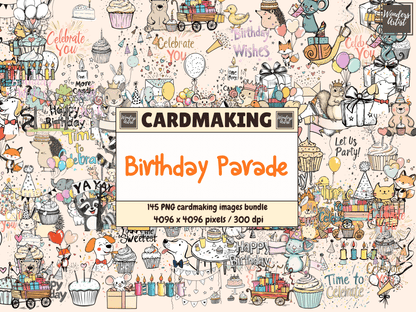 Birthday Parade Cardmaking Clipart All Bundles Cardmaking Clipart - WondersArtist