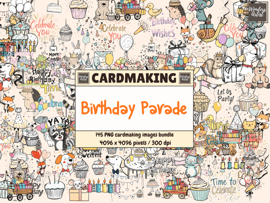 Birthday Parade Cardmaking Clipart All Bundles Cardmaking Clipart - WondersArtist