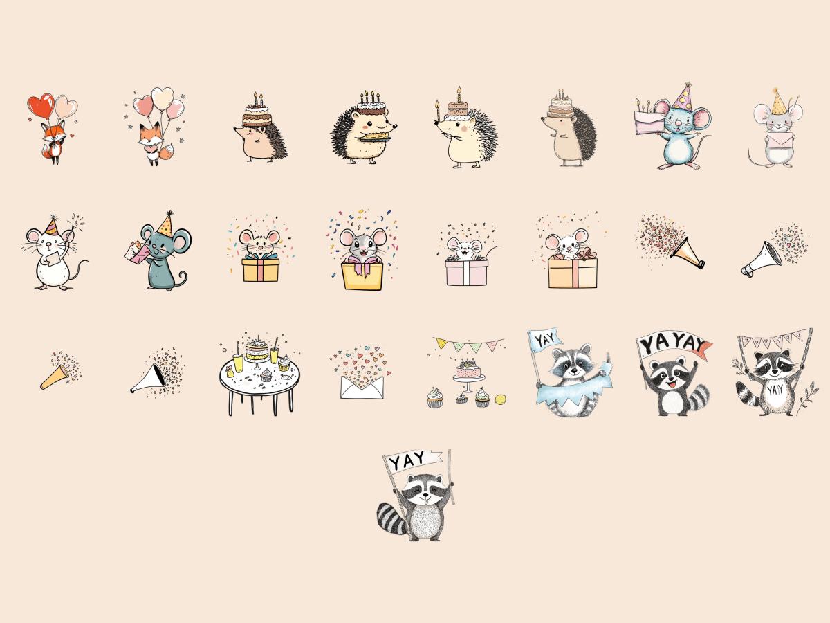 Birthday Parade Cardmaking Clipart All Bundles Cardmaking Clipart - WondersArtist