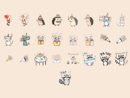 Birthday Parade Cardmaking Clipart All Bundles Cardmaking Clipart - WondersArtist