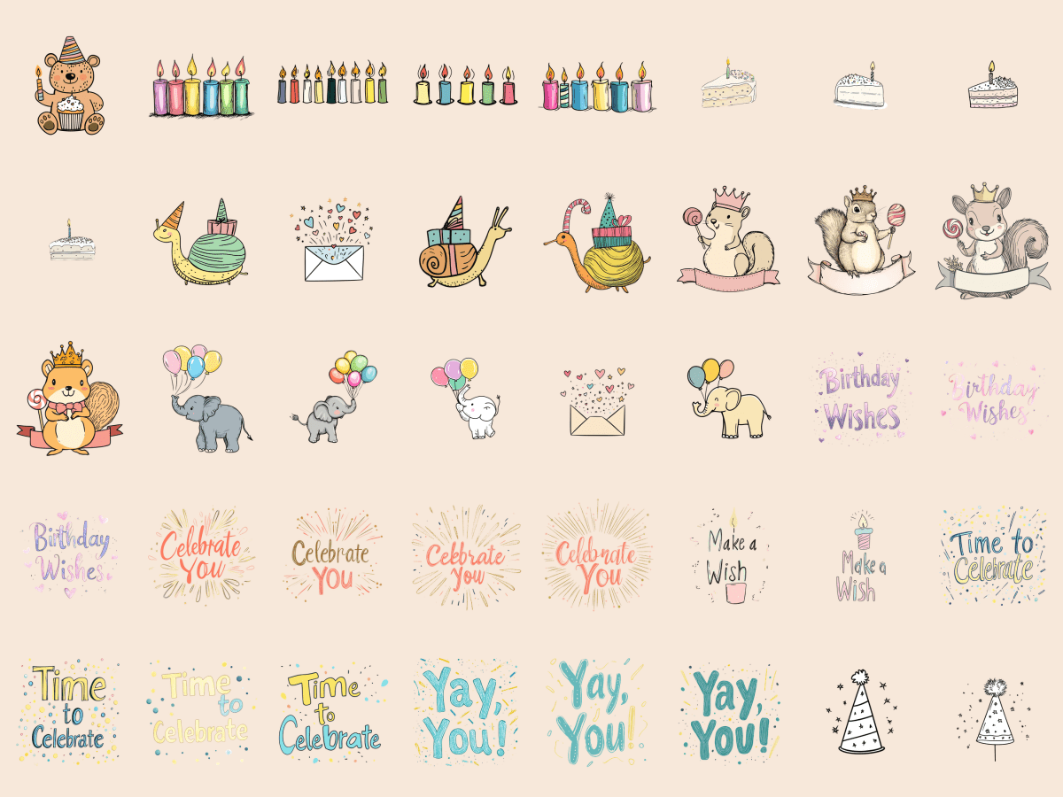 Birthday Parade Cardmaking Clipart All Bundles Cardmaking Clipart - WondersArtist