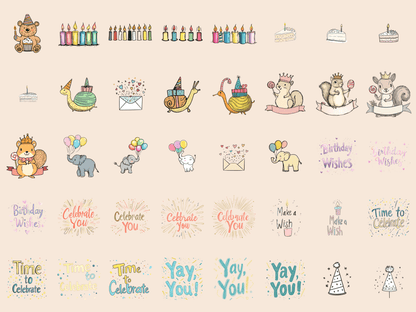 Birthday Parade Cardmaking Clipart All Bundles Cardmaking Clipart - WondersArtist