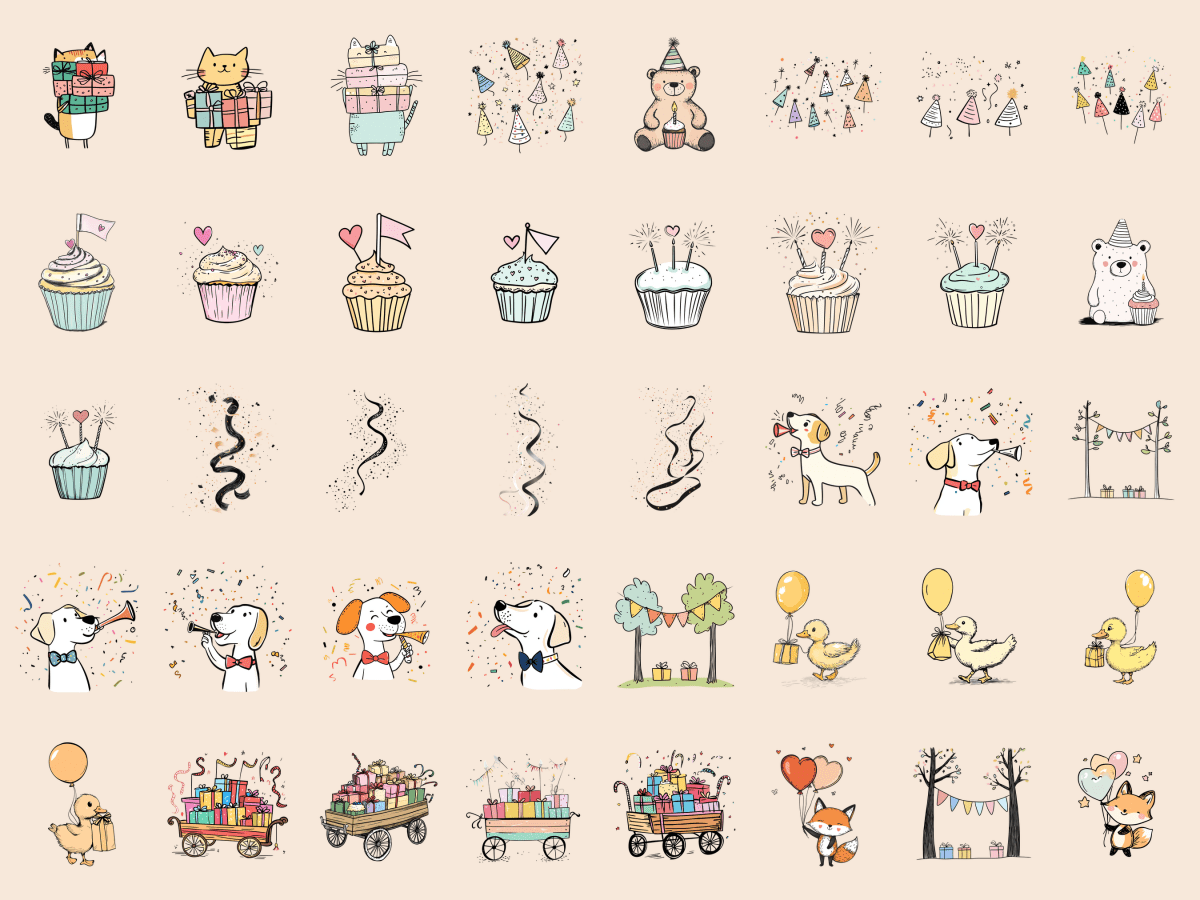 Birthday Parade Cardmaking Clipart All Bundles Cardmaking Clipart - WondersArtist