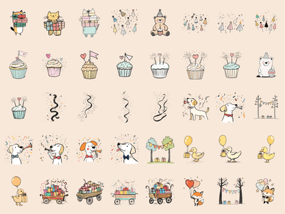 Birthday Parade Cardmaking Clipart All Bundles Cardmaking Clipart - WondersArtist