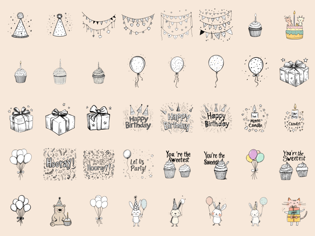 Birthday Parade Cardmaking Clipart All Bundles Cardmaking Clipart - WondersArtist