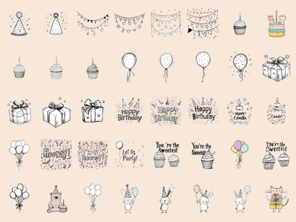Birthday Parade Cardmaking Clipart All Bundles Cardmaking Clipart - WondersArtist