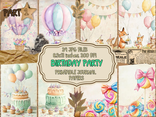 Birthday Party Journal Pages (P1) Birthday Ephemera - Wonders Artist