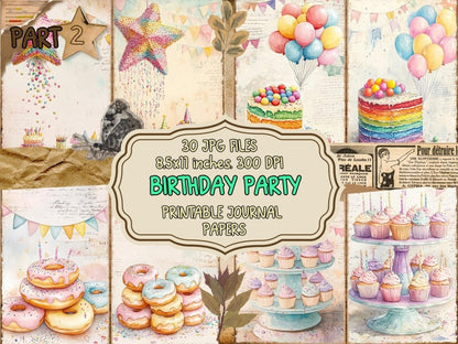 Birthday Party Journal Pages (P2) Birthday Ephemera - Wonders Artist