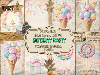 Birthday Party Journal Pages (P3) Birthday Ephemera - Wonders Artist