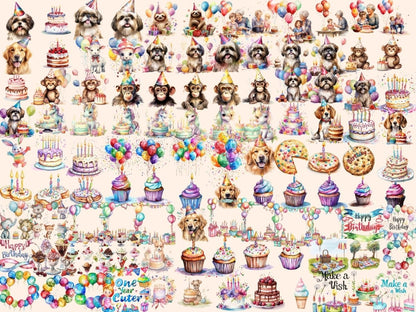 Birthday Party Watercolor Clipart birthday celebration - Wonders Artist