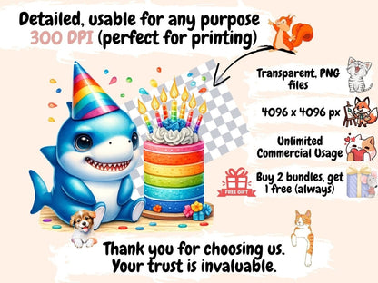 Birthday Sharks Clipart Birthday clipart - Wonders Artist