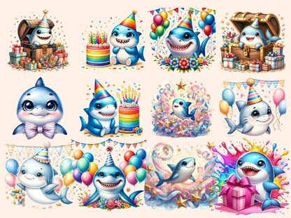 Birthday Sharks Clipart Birthday clipart - Wonders Artist