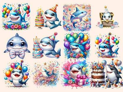 Birthday Sharks Clipart Birthday clipart - Wonders Artist