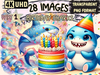 Birthday Sharks Clipart Birthday clipart - Wonders Artist