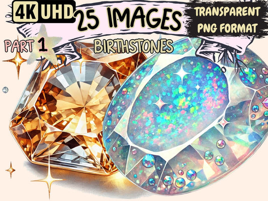 Birthstones Clipart - High - Quality Instant Digital Download for Creative Projects