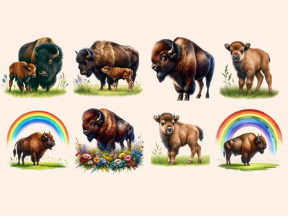 Bisons (P2) Clipart Bison clip art - Wonders Artist