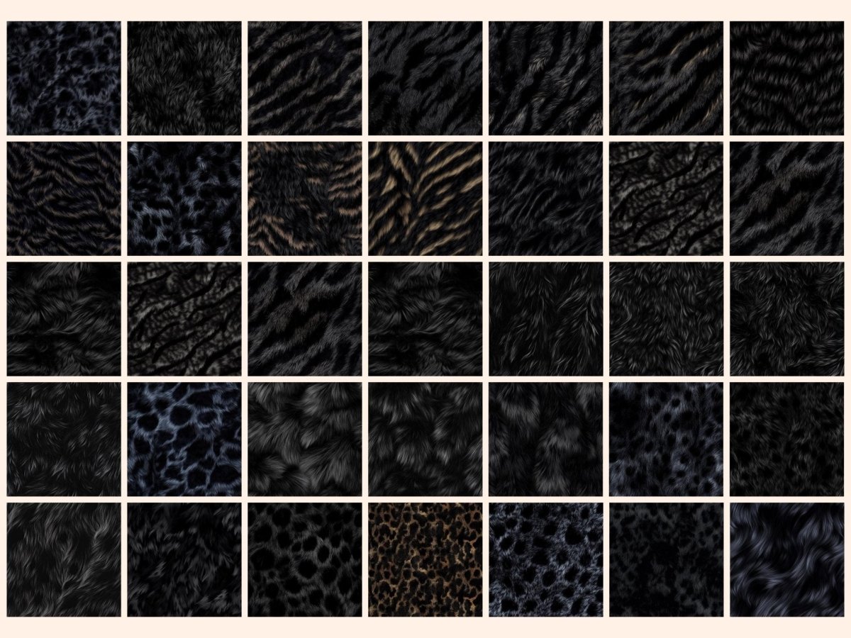 Black Fur Seamless Digital Paper Animal Skin Paper - Wonders Artist