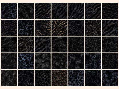 Black Fur Seamless Digital Paper Animal Skin Paper - Wonders Artist