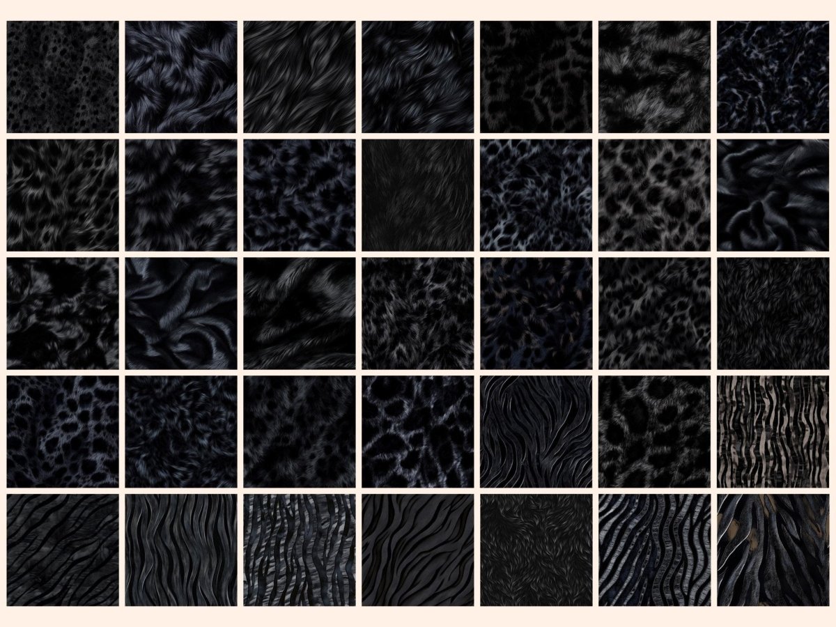 Black Fur Seamless Digital Paper Animal Skin Paper - Wonders Artist