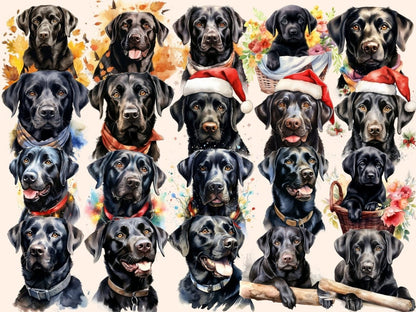 Black Lab Dogs Watercolor Clipart black dog clipart - Wonders Artist