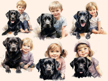Black Lab Dogs Watercolor Clipart black dog clipart - Wonders Artist