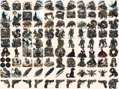 Black Steampunk Watercolor Clipart black clipart - Wonders Artist