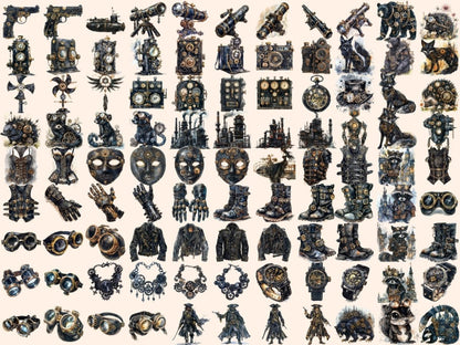 Black Steampunk Watercolor Clipart black clipart - Wonders Artist