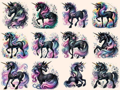 Black Unicorns Clipart black unicorn art - Wonders Artist