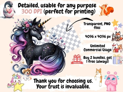 Black Unicorns Clipart black unicorn art - Wonders Artist
