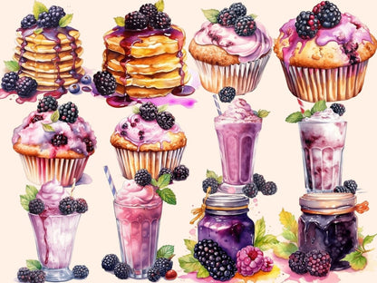 Blackberries Watercolor Clipart berries clipart - Wonders Artist