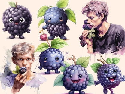 Blackberries Watercolor Clipart berries clipart - Wonders Artist