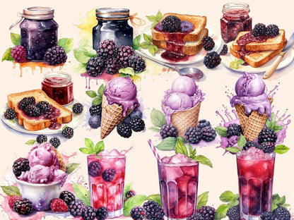 Blackberries Watercolor Clipart berries clipart - Wonders Artist