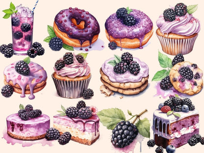 Blackberries Watercolor Clipart berries clipart - Wonders Artist