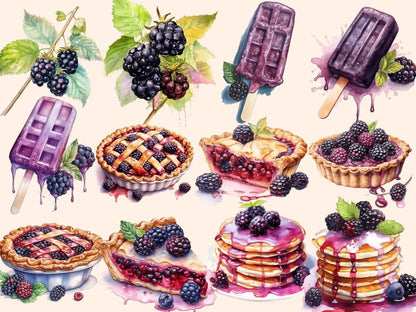 Blackberries Watercolor Clipart berries clipart - Wonders Artist