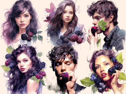 Blackberries Watercolor Clipart berries clipart - Wonders Artist