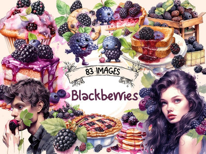 Blackberries Watercolor Clipart berries clipart - Wonders Artist