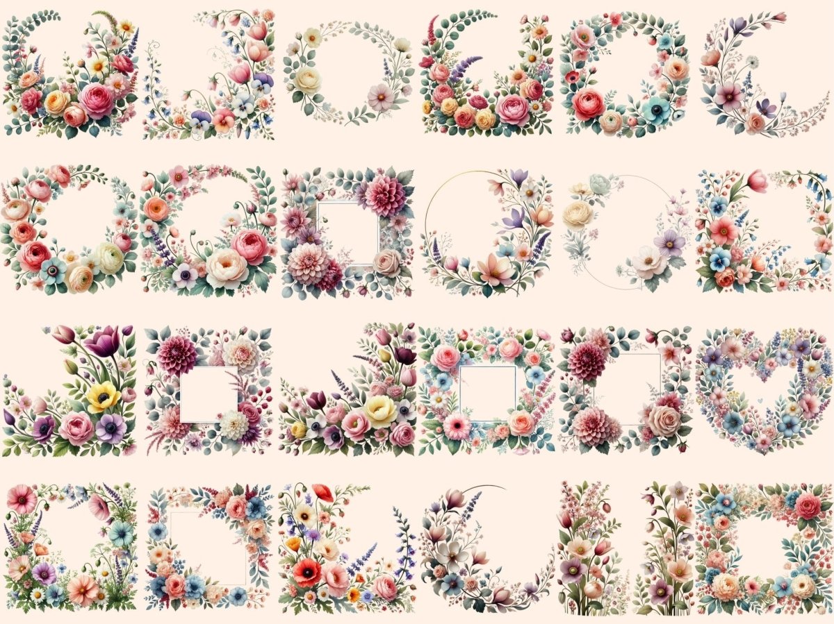 Blooming Borders Clipart border clipart botanical clipart floral border images - WondersArtist