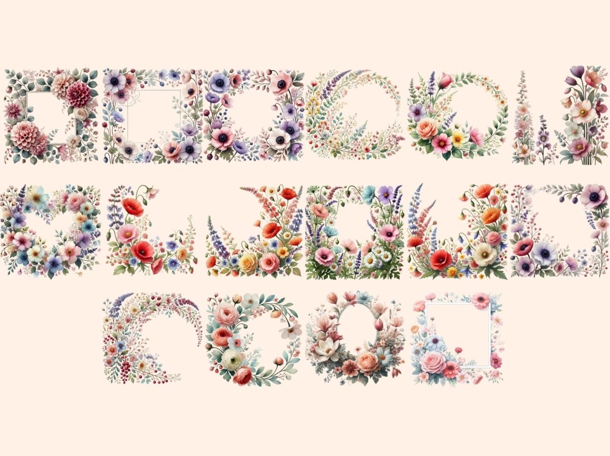 Blooming Borders Clipart border clipart botanical clipart floral border images - WondersArtist