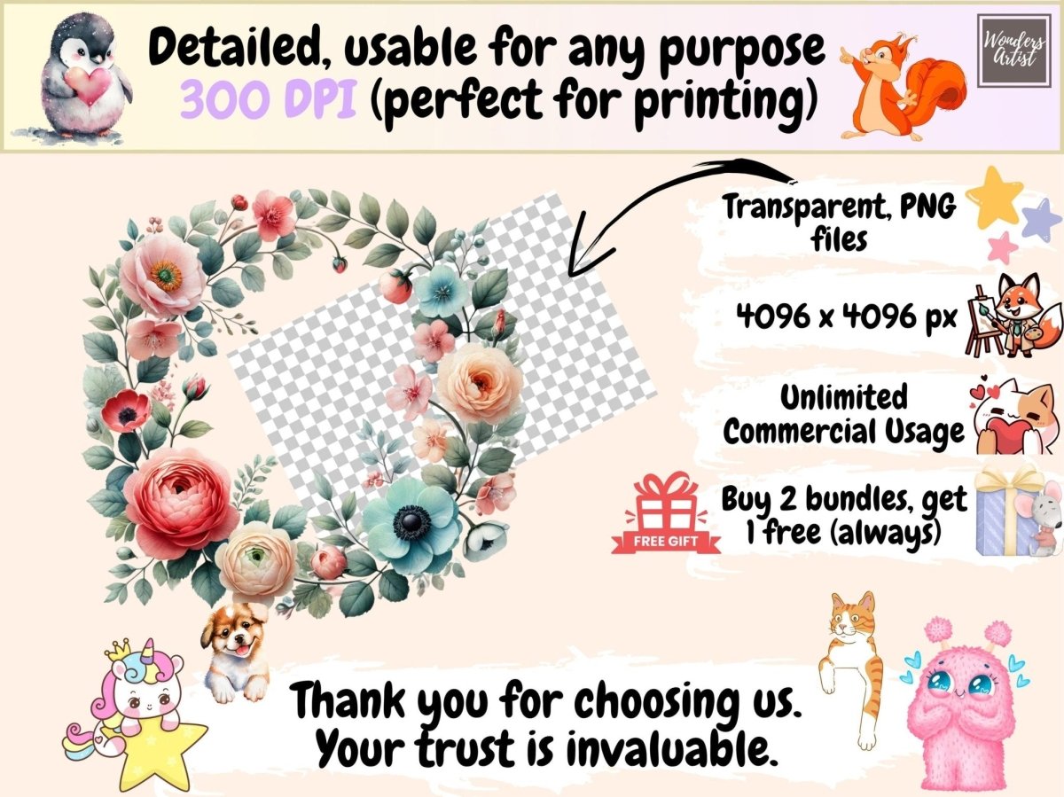 Blooming Borders Clipart border clipart botanical clipart floral border images - WondersArtist