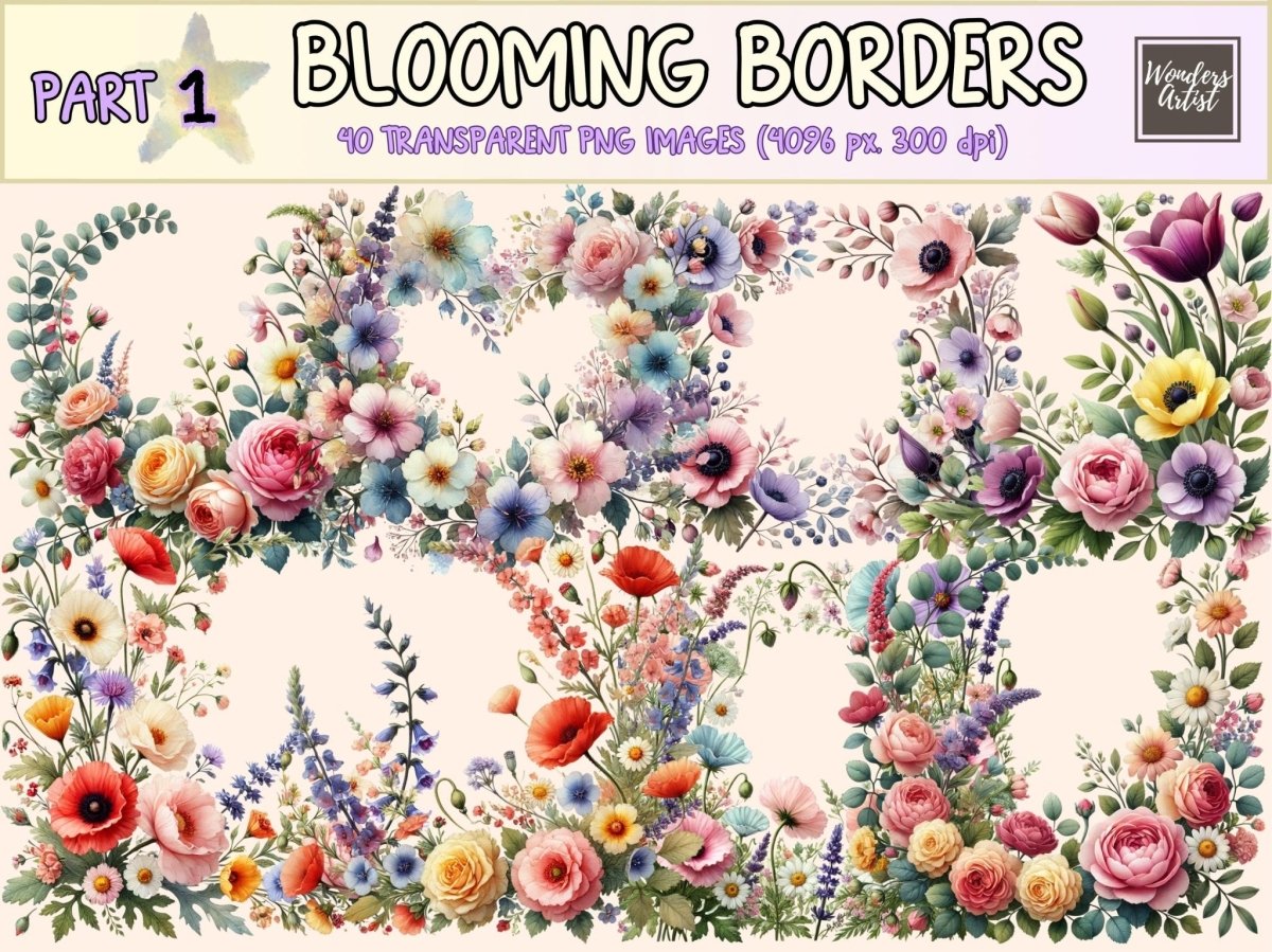 Blooming Borders Clipart border clipart botanical clipart floral border images - WondersArtist