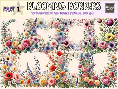 Blooming Borders Clipart border clipart botanical clipart floral border images - WondersArtist