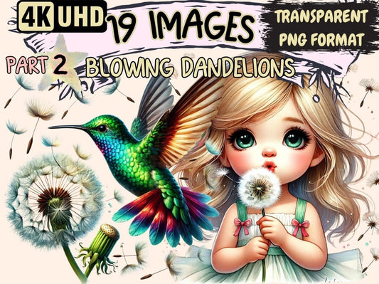Blowing Dandelions (P2) Clipart Airy Dandelion Art - Wonders Artist