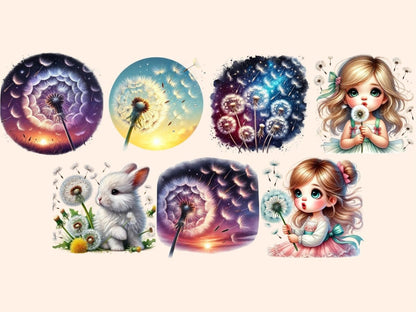 Blowing Dandelions (P2) Clipart Airy Dandelion Art - Wonders Artist