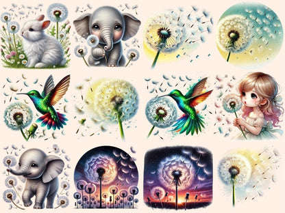 Blowing Dandelions (P2) Clipart Airy Dandelion Art - Wonders Artist