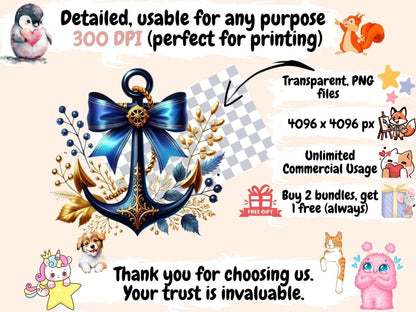 Blue Anchors (P2) Clipart Anchor Illustrations - Wonders Artist