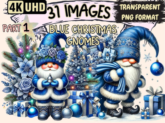 Blue Christmas Gnomes Clipart Blue Festive Gnomes - Wonders Artist