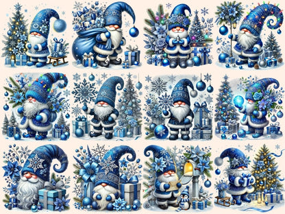 Blue Christmas Gnomes Clipart Blue Festive Gnomes - Wonders Artist