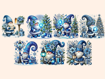 Blue Christmas Gnomes Clipart Blue Festive Gnomes - Wonders Artist