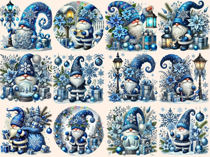 Blue Christmas Gnomes Clipart Blue Festive Gnomes - Wonders Artist