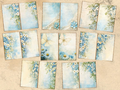 Blue Grace Journal Pages (P1) Blue Ephemera - Wonders Artist
